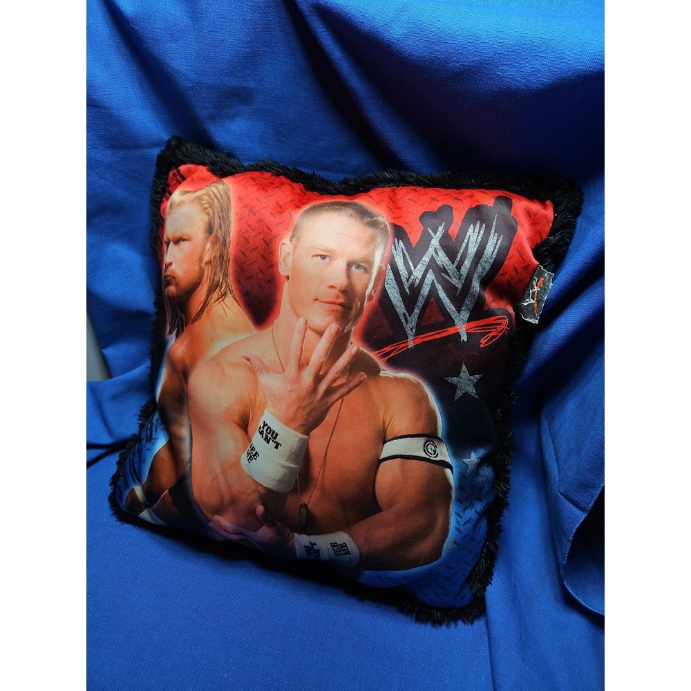 2007 WWE Wrestling John Cena & Triple H Decorative Pillow 14x14 Excellent